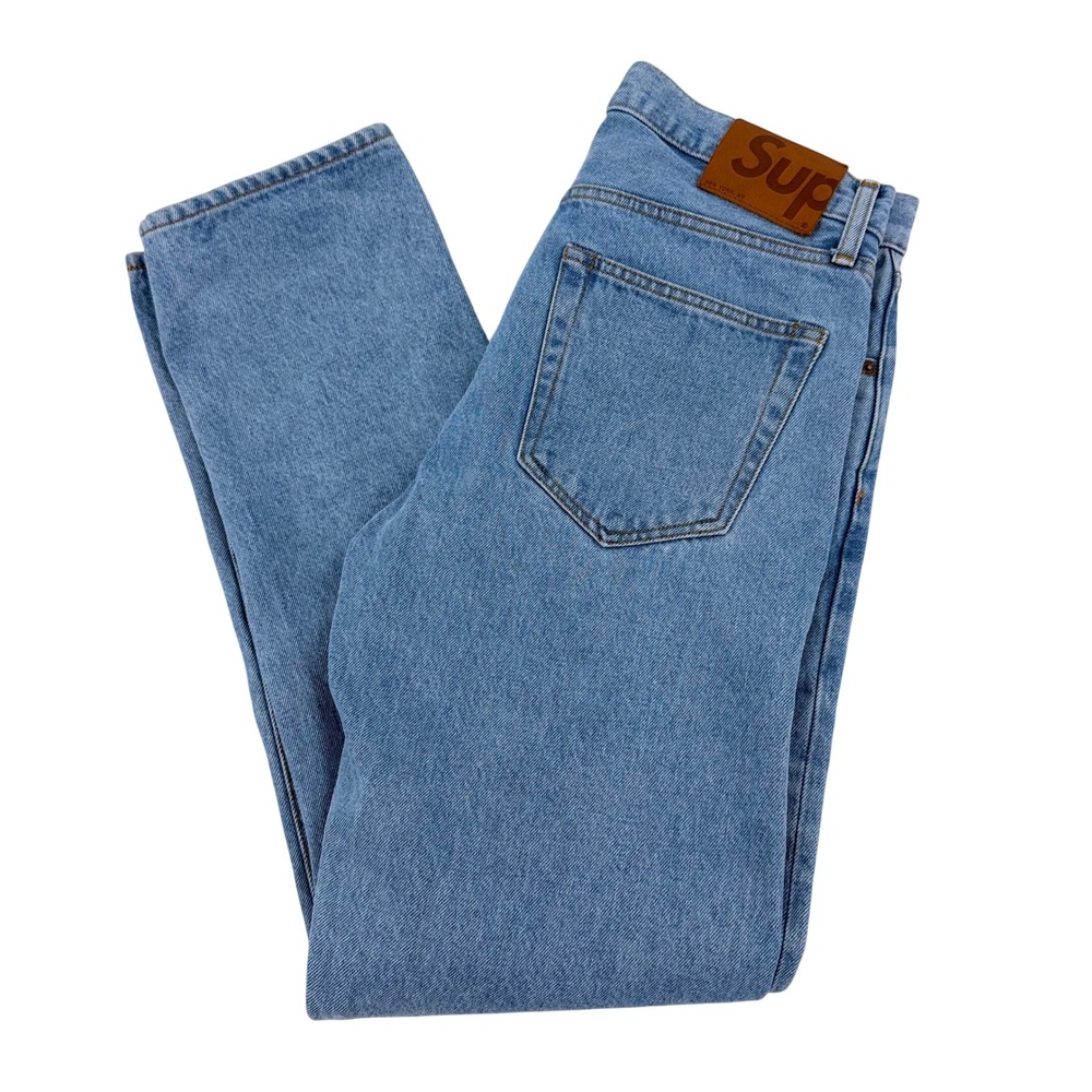 Supreme Slim Jeans Mens 30 Light Blue Japanese Denim Button Fly Excellent